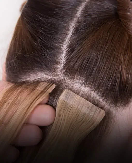 Premium hair extensions blended by a Vintage Park Salon stylist