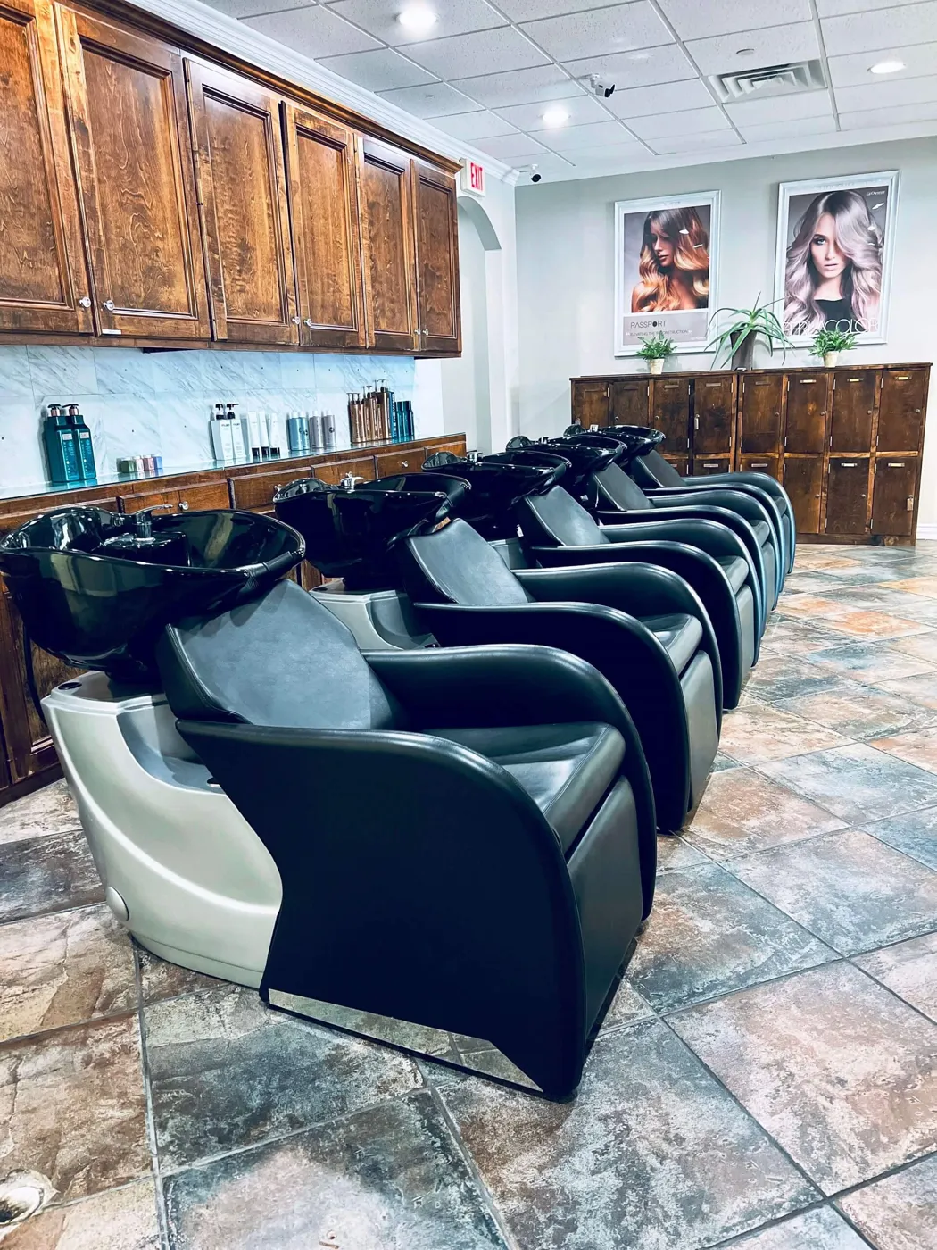 Shampoo and backwash lounge at Vintage Park Salon