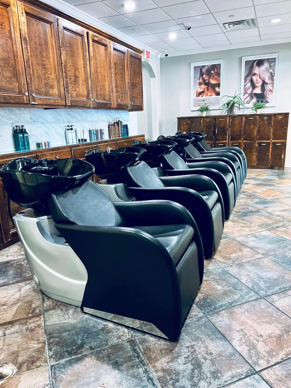 The backwash shampoo lounge at Vintage Park Salon
